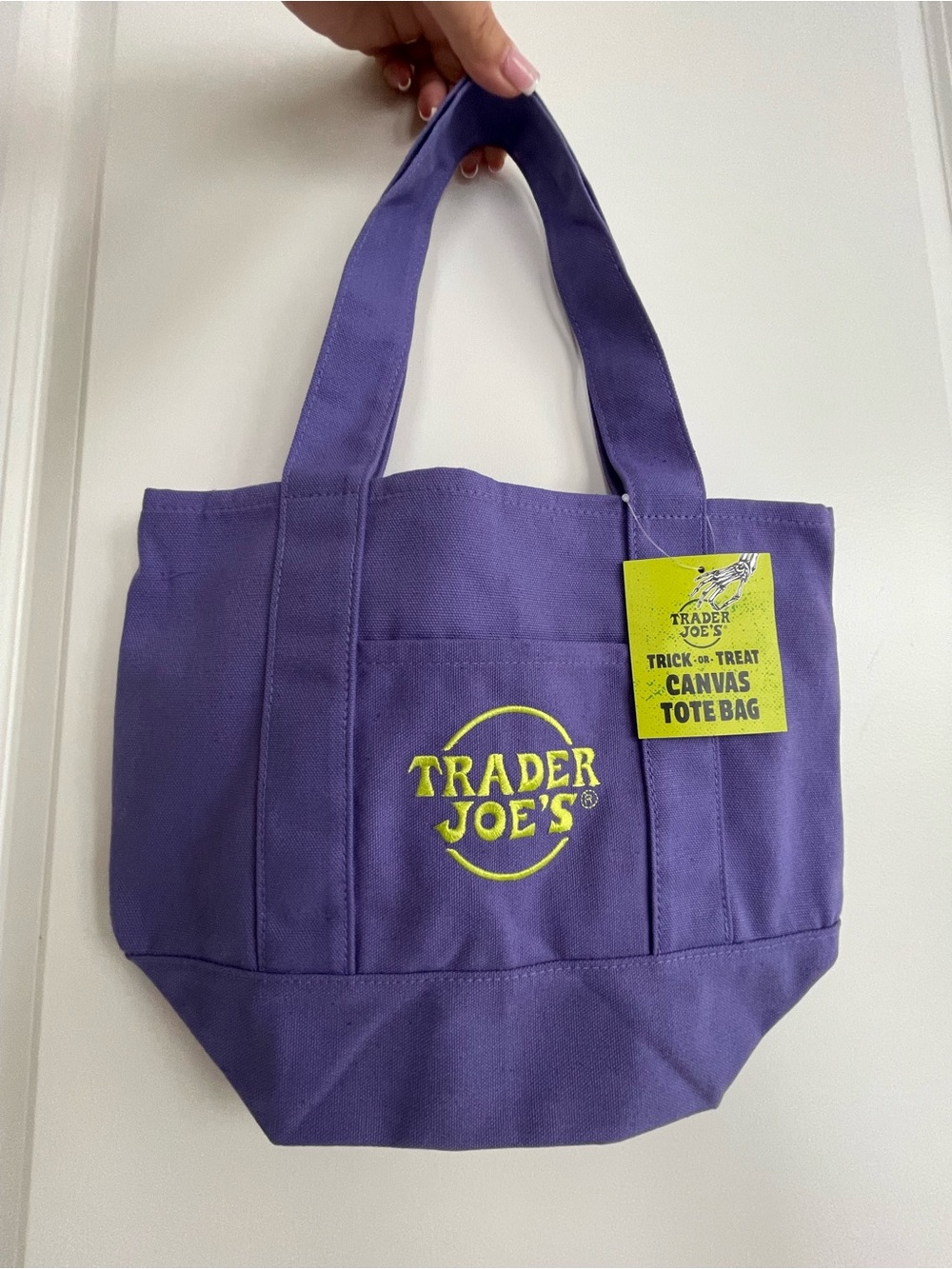 Trader Joe's Trick-or-Treat Mini Canvas Tote Bag - Purple